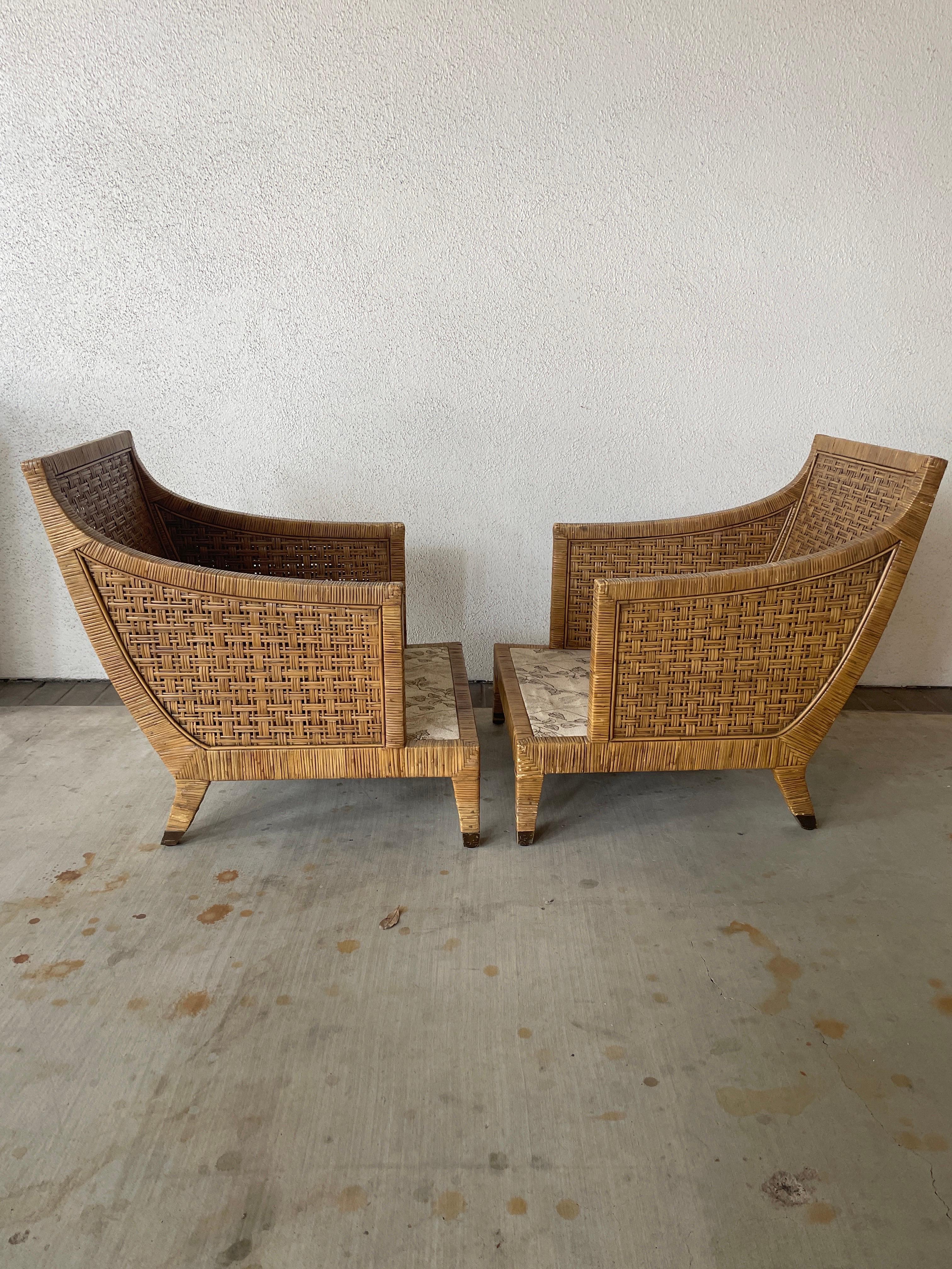McGuire St. Germain Rattan Lounge Chairs For Sale 4