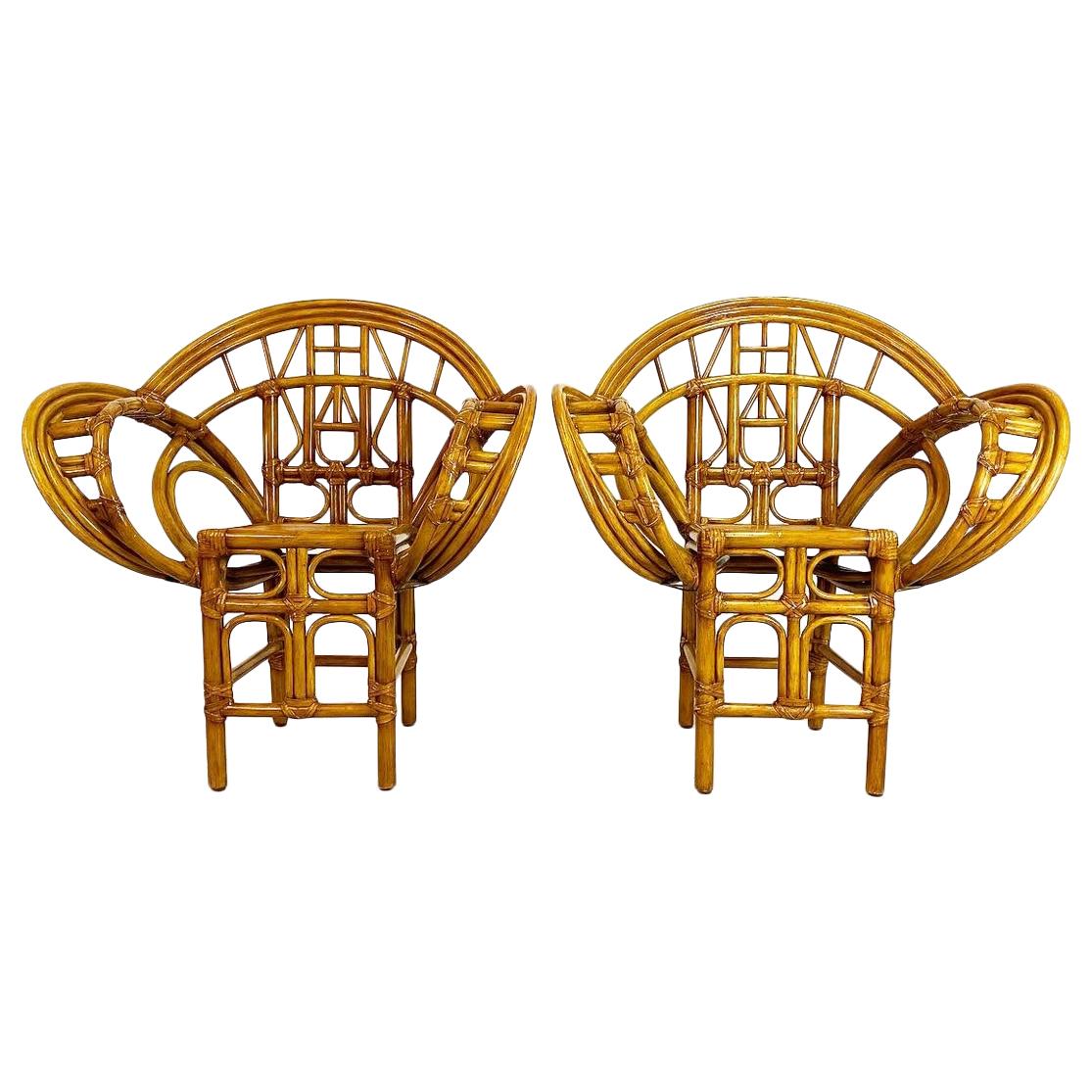 McGuire Style Bamboo Butterfly Chairs, a Pair