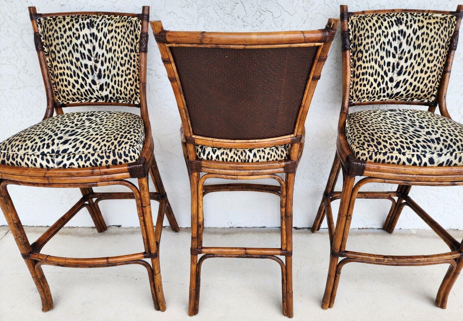 McGuire Style Bamboo Wicker Barstools Rattan In Good Condition In Lake Worth, FL