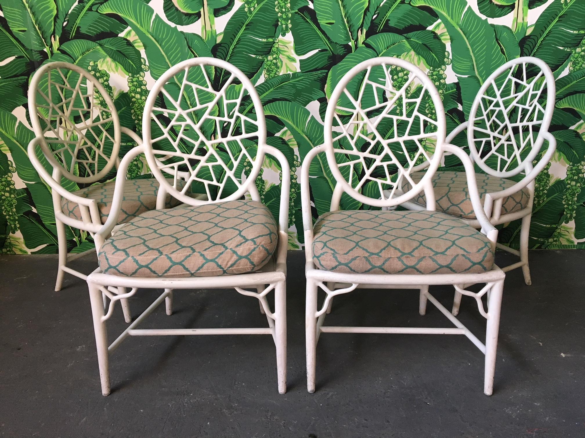 Set of 4 patio dining chairs in the manner of McGuire 