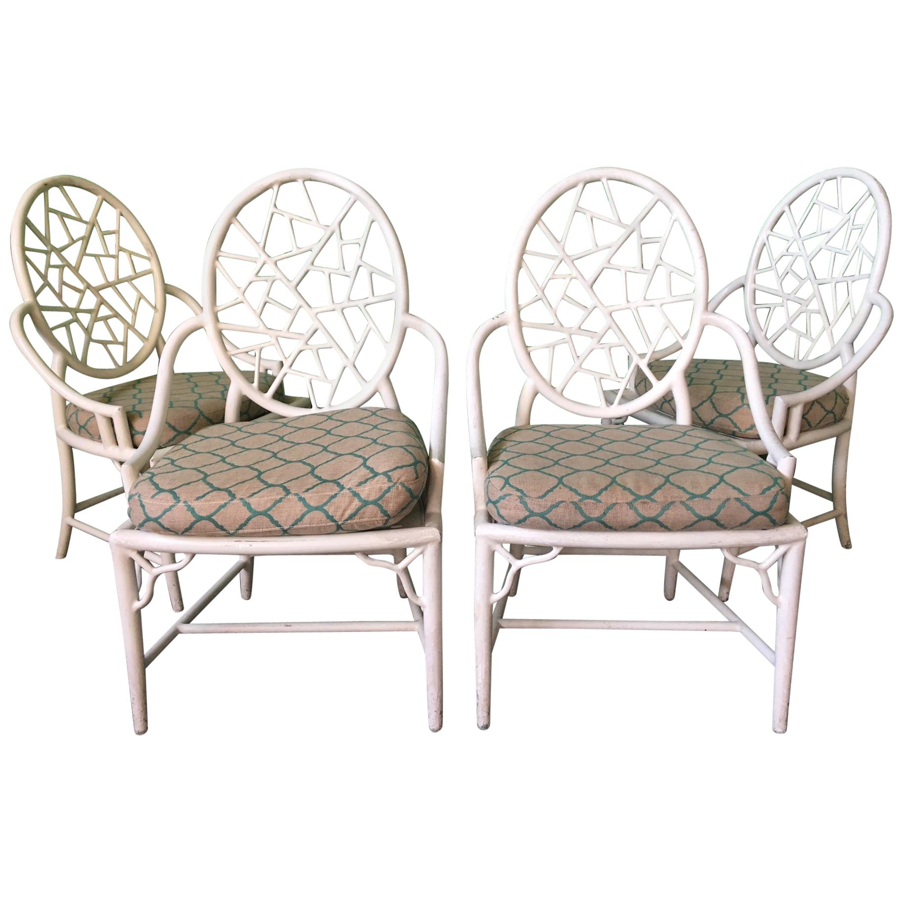 McGuire Style Cracked Ice Metal Dining Chairs