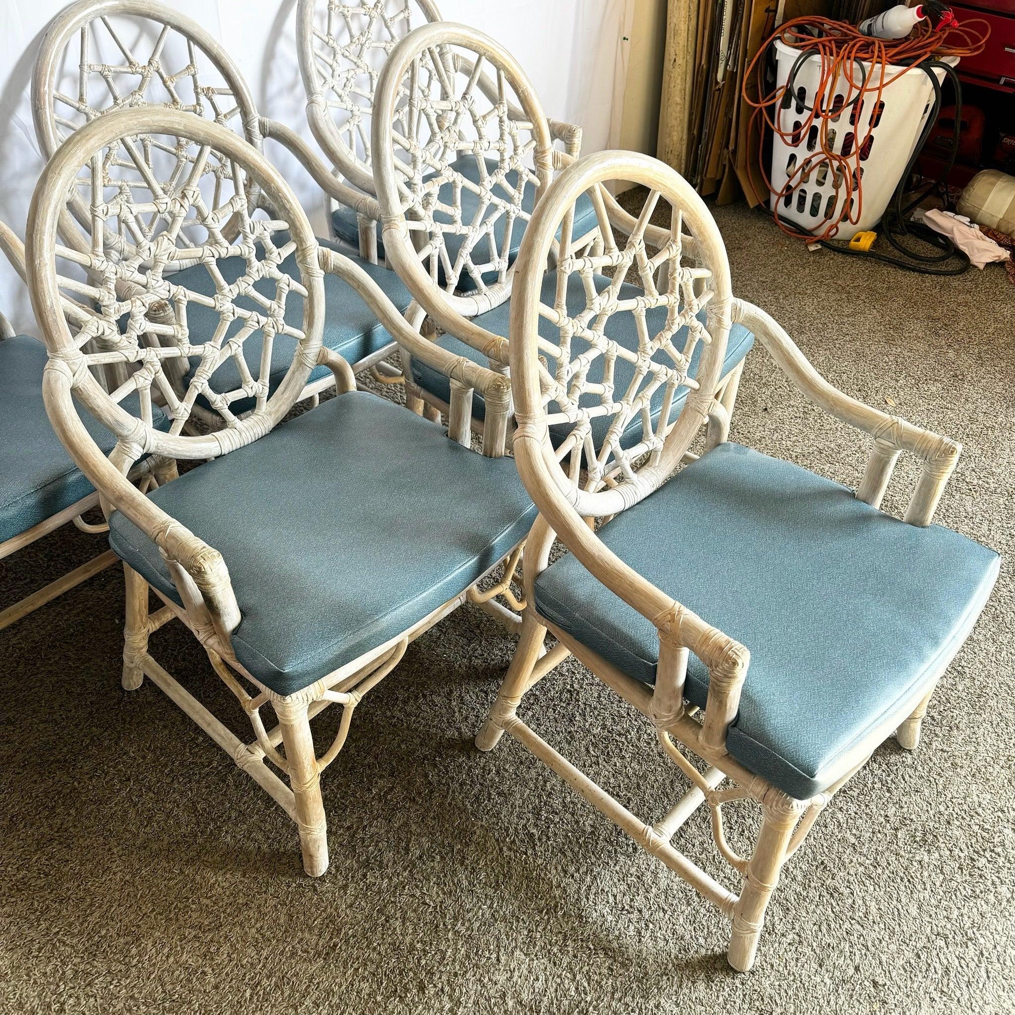 Sedie da pranzo in rattan stile McGuire 