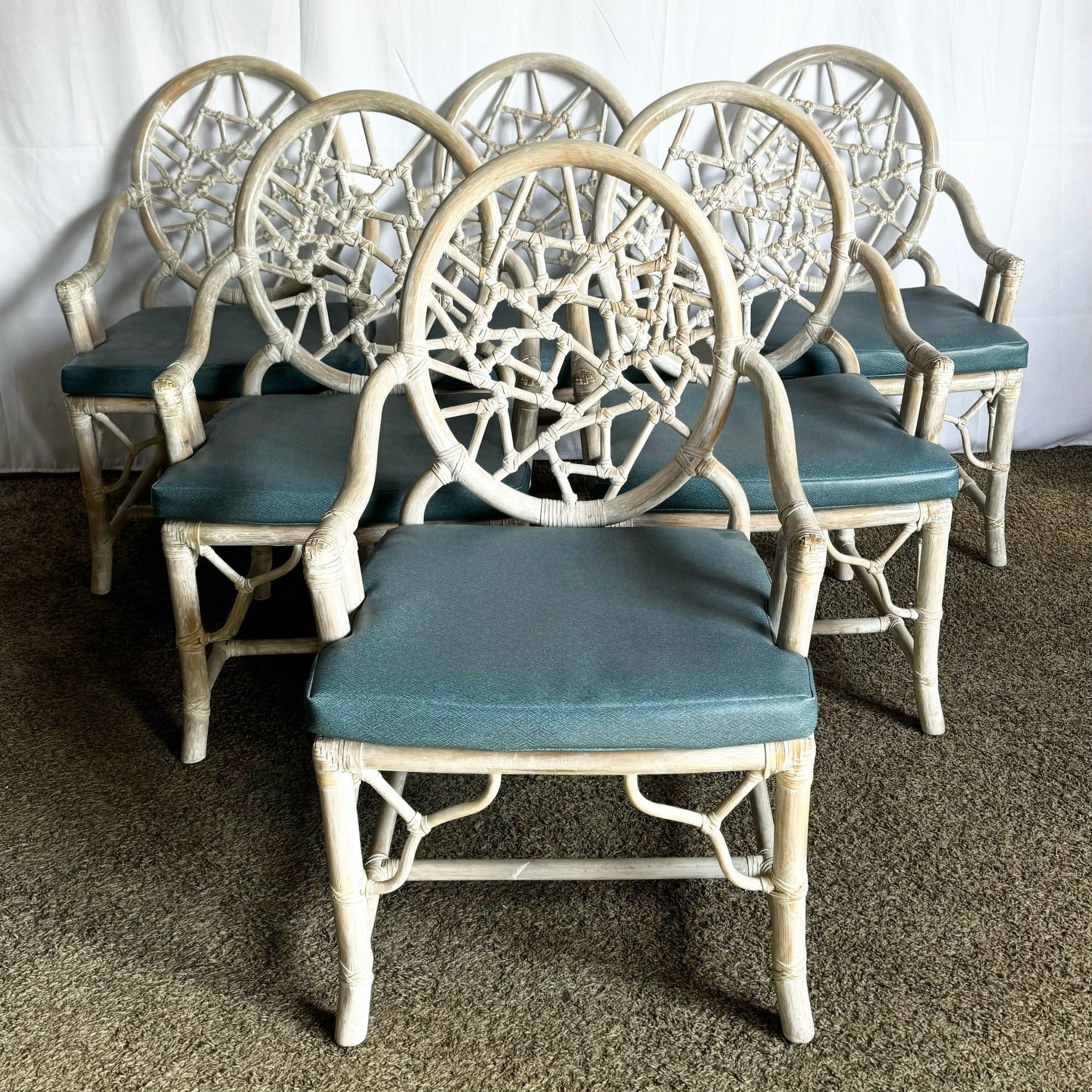 Sedie da pranzo in rattan stile McGuire 