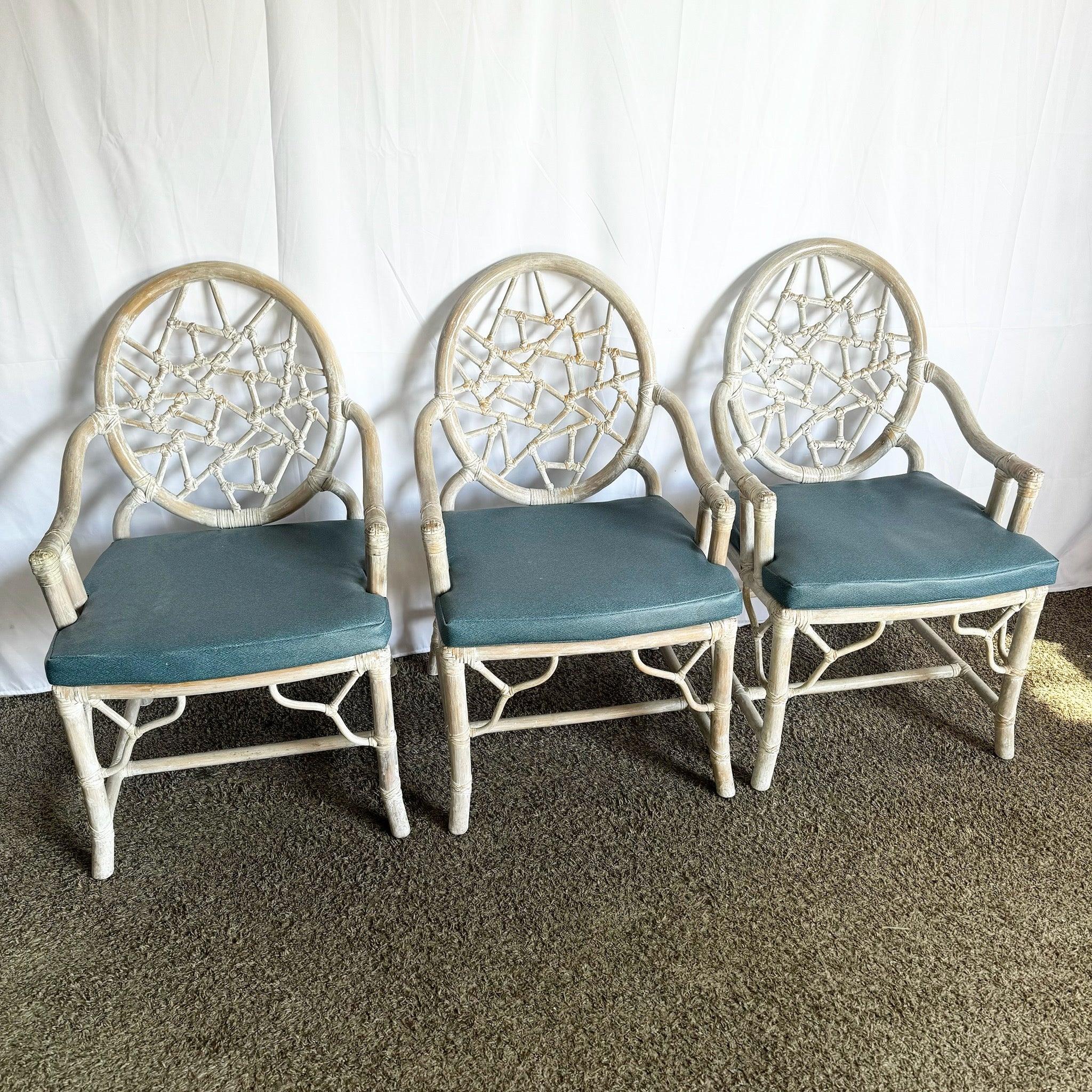 Sedie da pranzo in rattan stile McGuire 