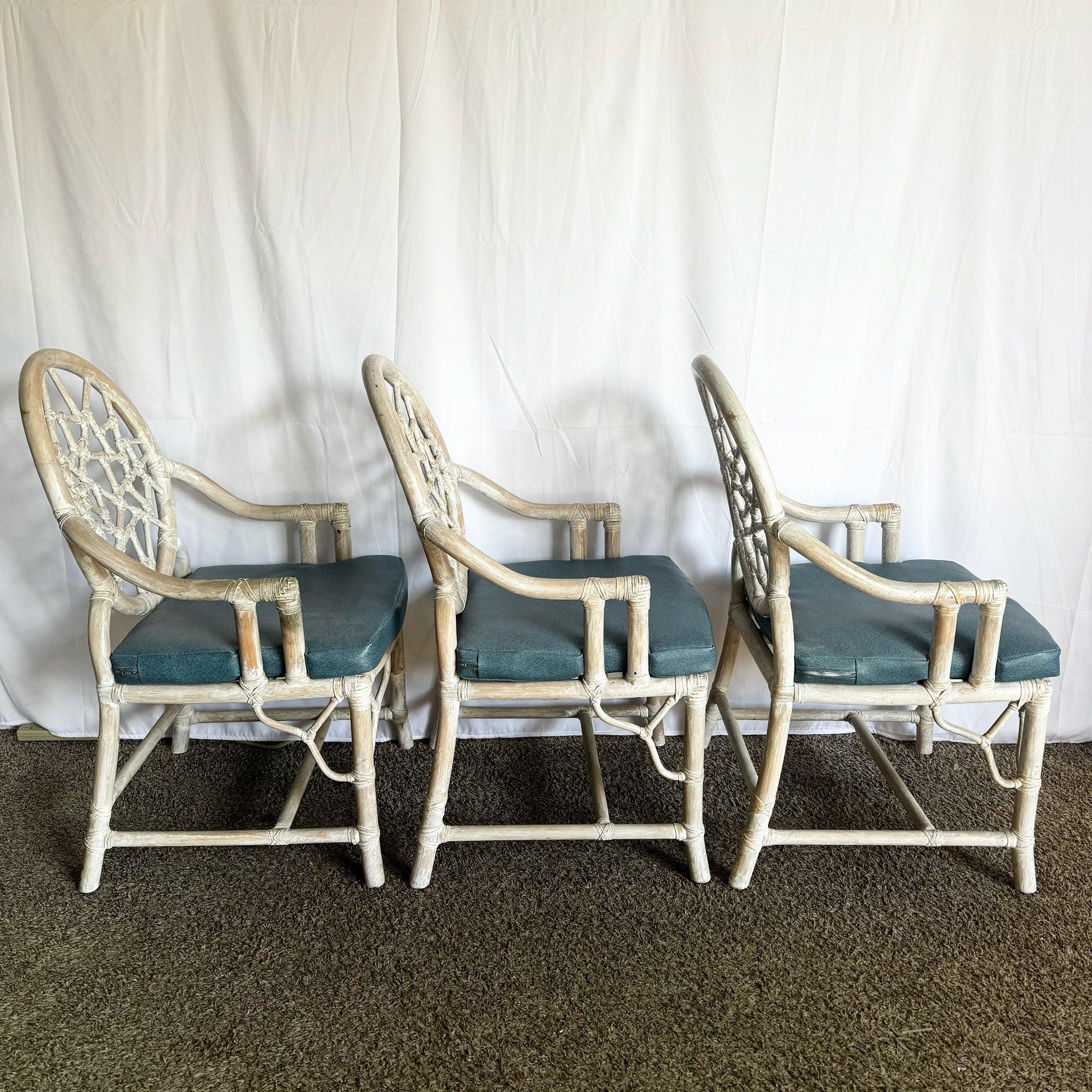 Fine XX secolo Sedie da pranzo in rattan stile McGuire 