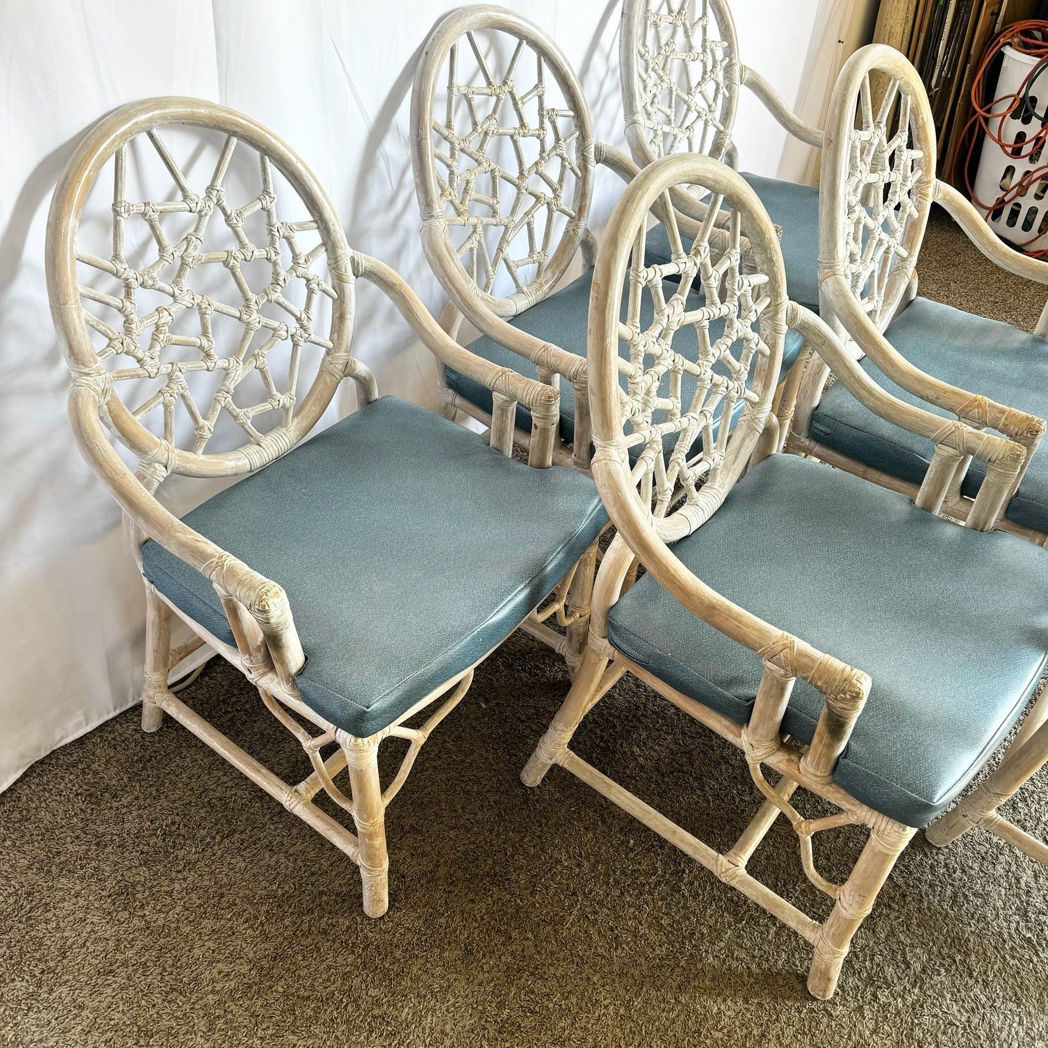 Rattan Sedie da pranzo in rattan stile McGuire 