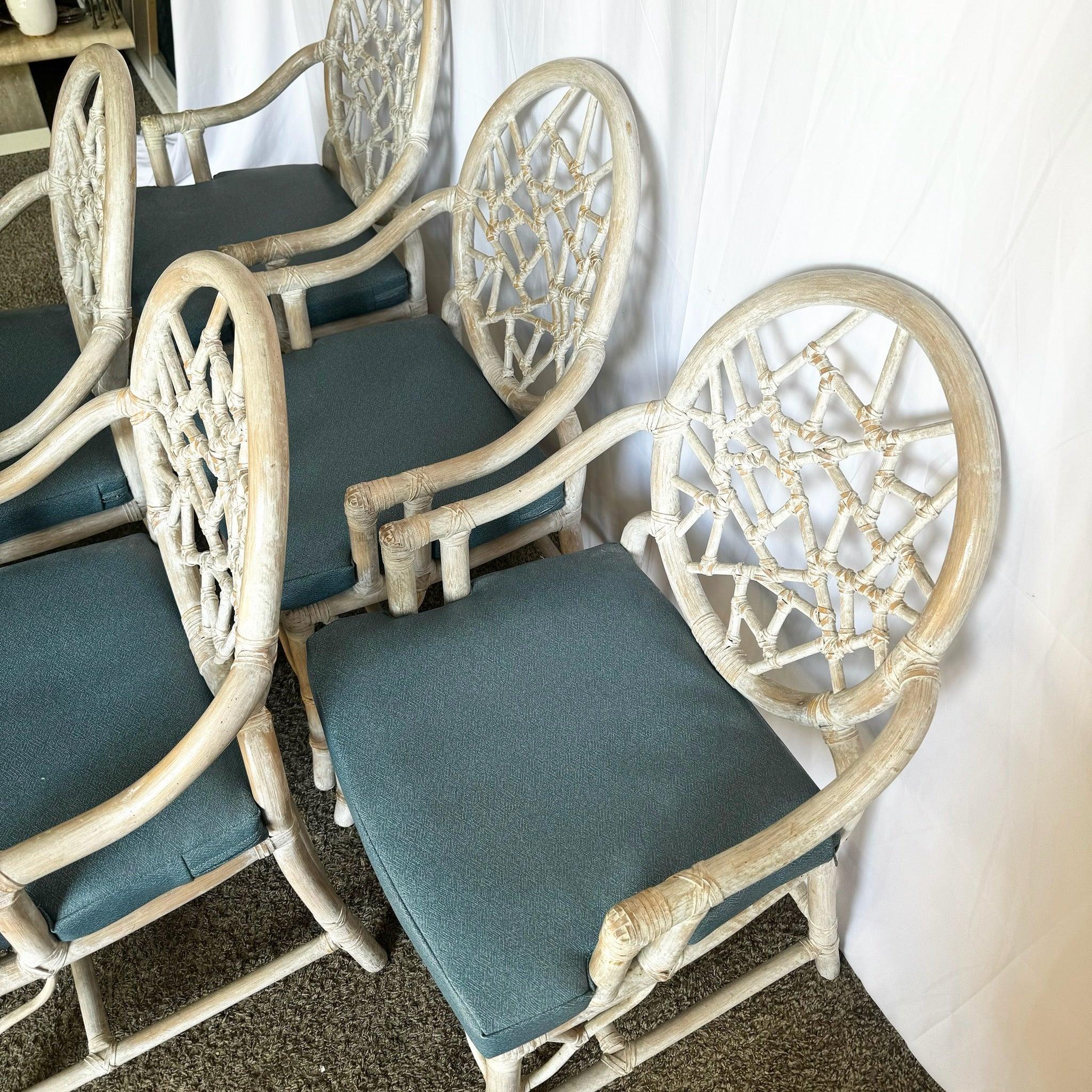 Sedie da pranzo in rattan stile McGuire 