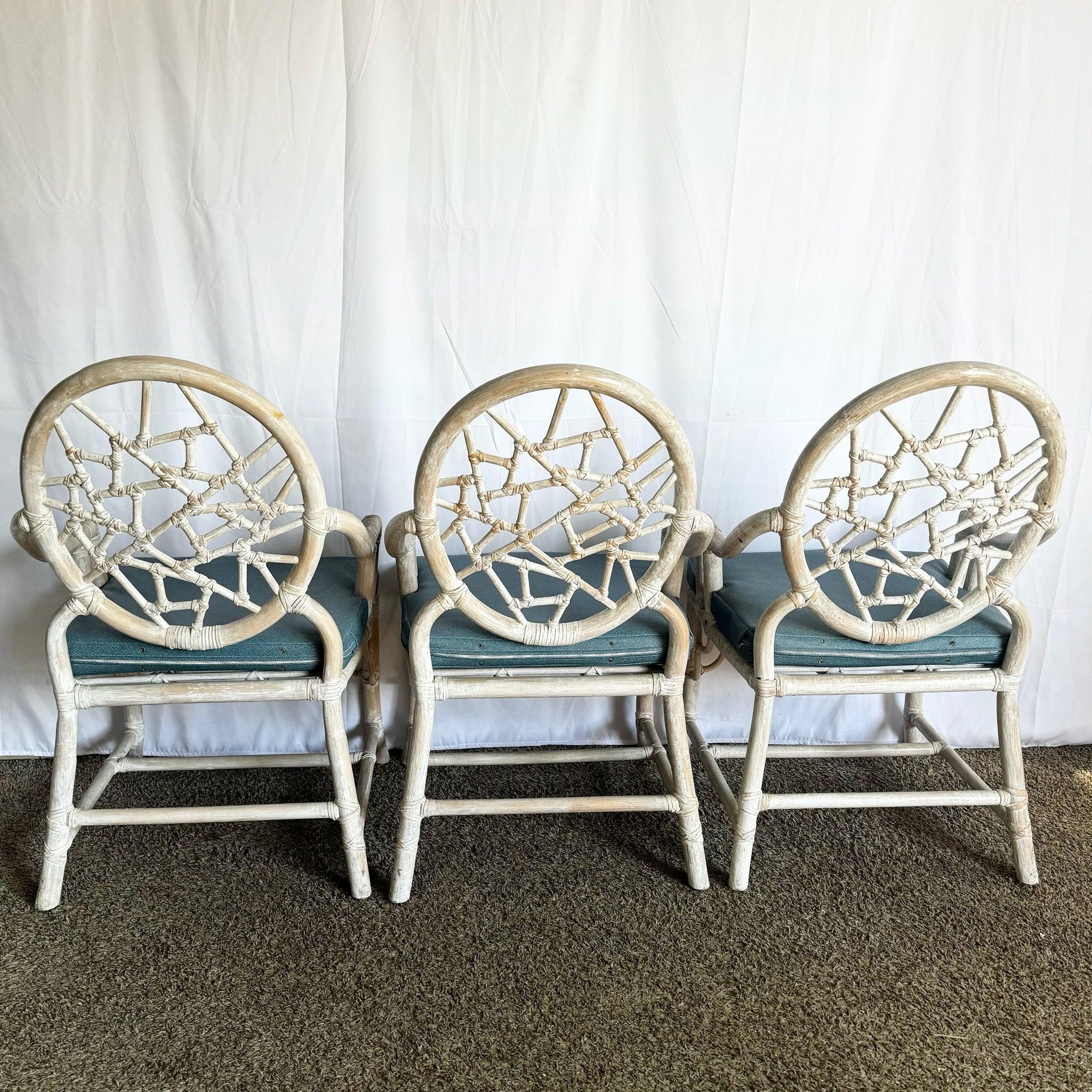 Sedie da pranzo in rattan stile McGuire 