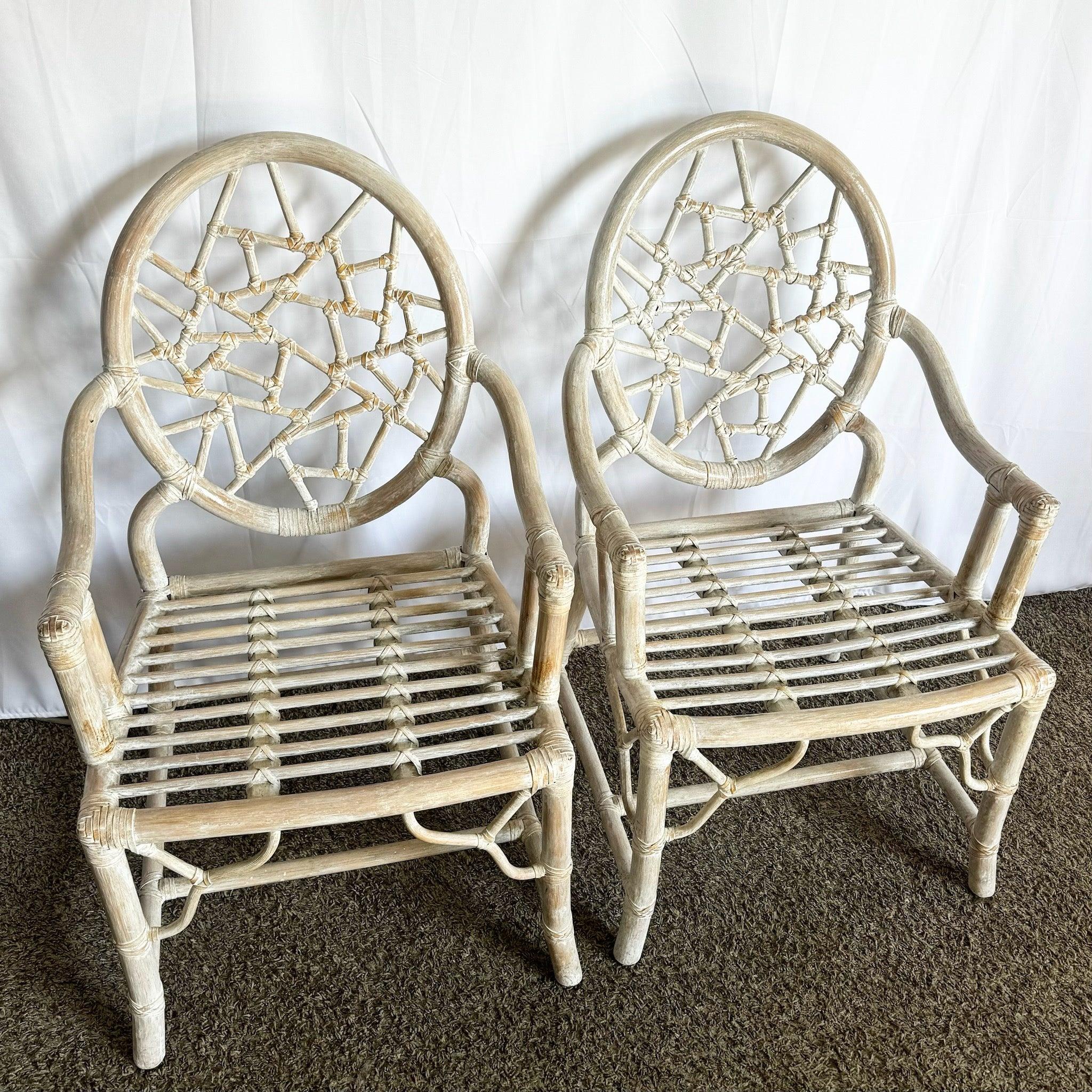 Sedie da pranzo in rattan stile McGuire 