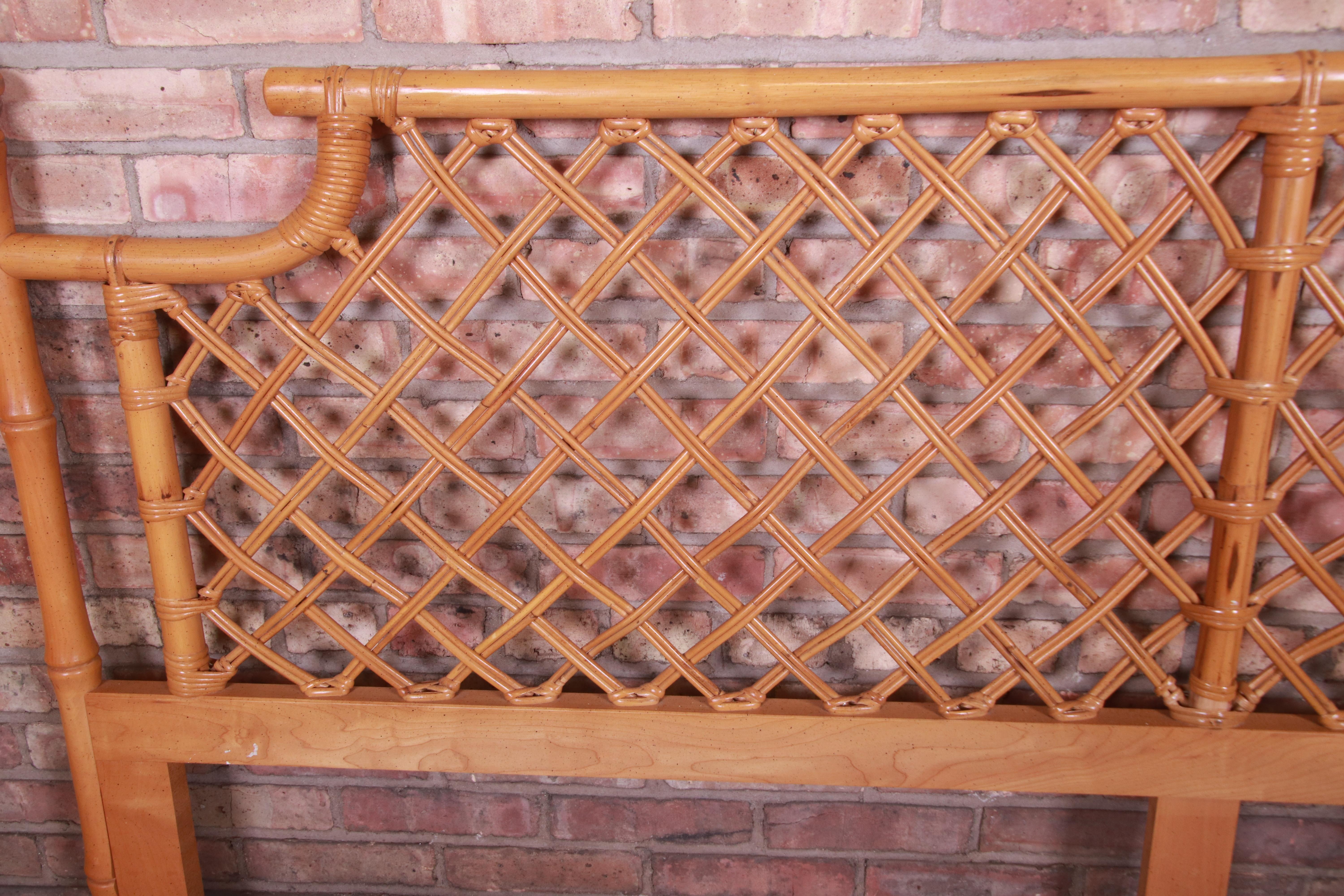 McGuire Style Hollywood Regency Faux Bamboo and Rattan King Size Headboard 6