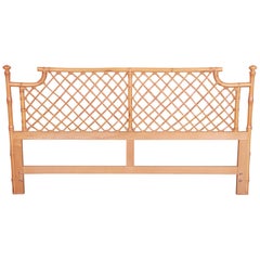 Vintage McGuire Style Hollywood Regency Faux Bamboo and Rattan King Size Headboard