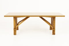 McGuire Style Mid Century Bamboo and Rattan Formica Top Coffee Table