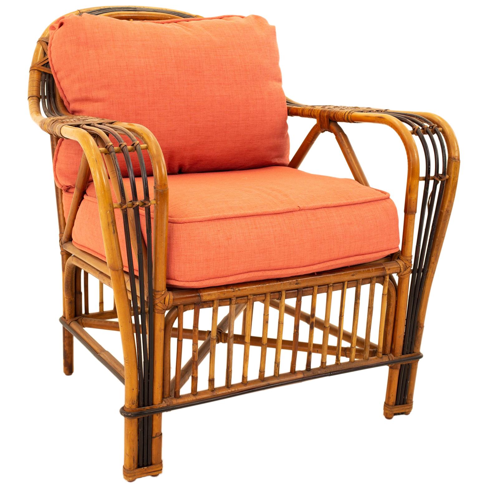 McGuire Style Mid Century Bamboo Rattan Lounge Chair