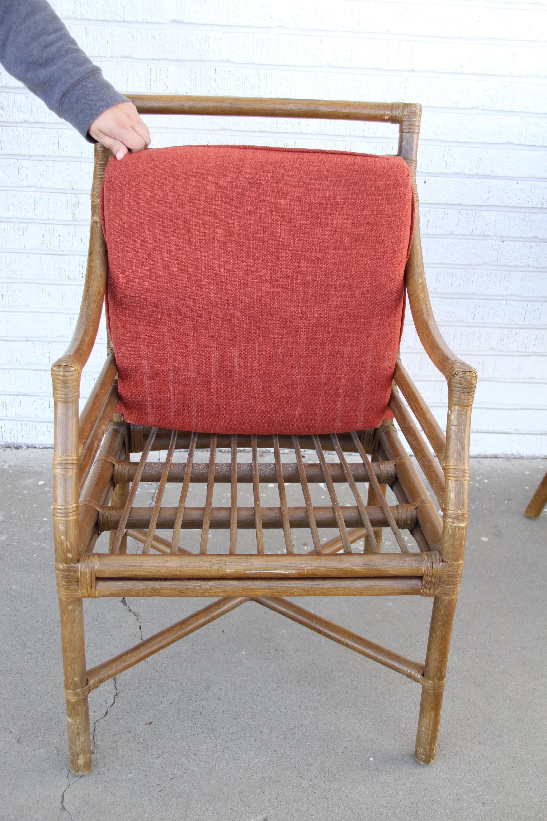 Set of 4 McGuire Style Mid-Century Cane Bamboo Dining Chairs For Sale 7
