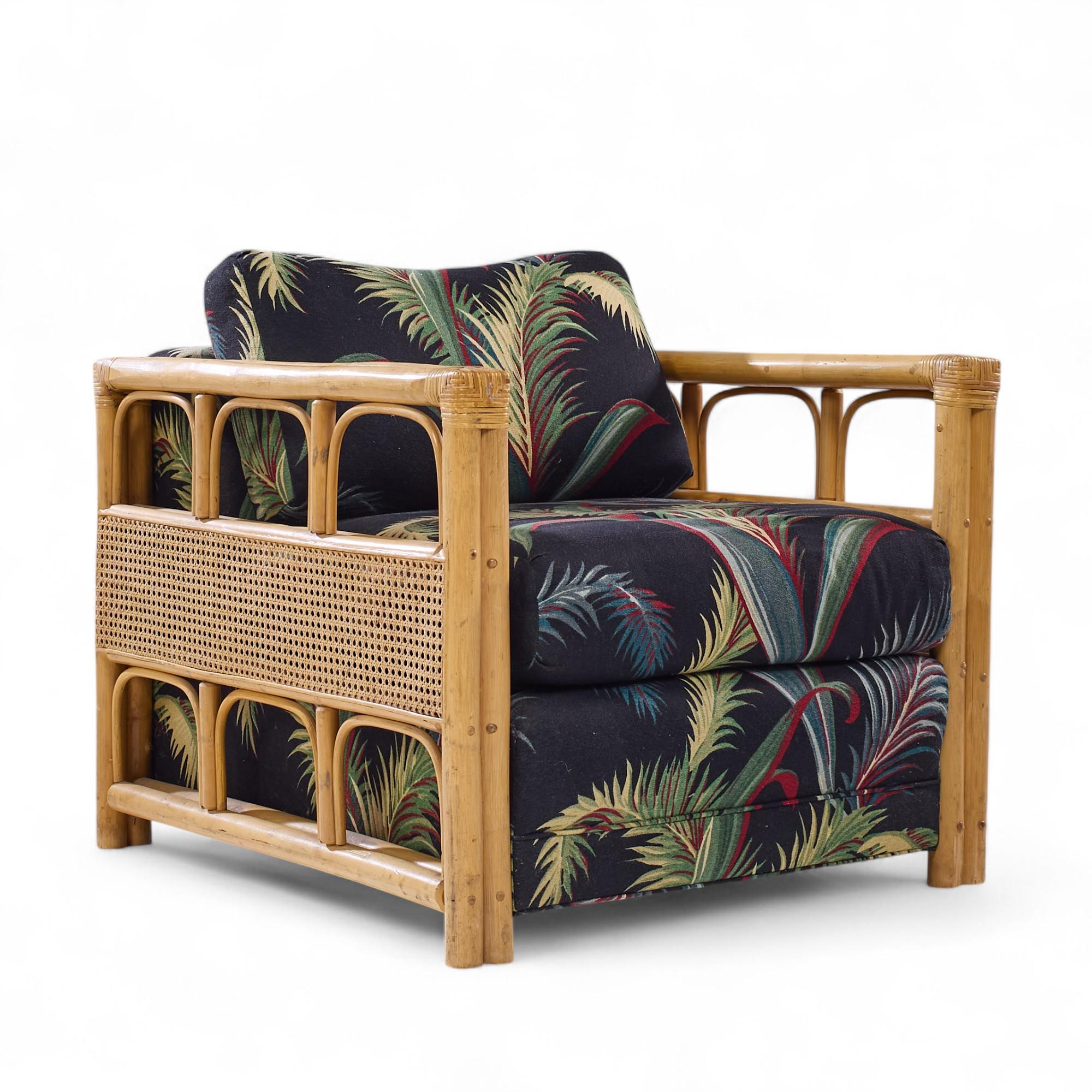 McGuire Style Mid Century Rattan Club Lounge Stühle - Paar im Zustand „Gut“ im Angebot in Franklin Park, IL