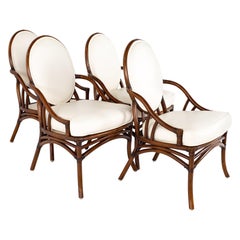 McGuire Style Mid Century Rattan Dining Chairs - Set of 4