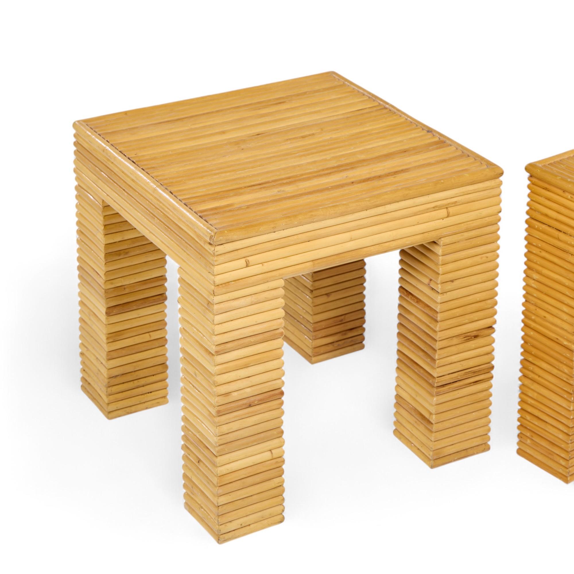 Tables d'appoint en rotin style McGuire Mid Century - Paire en vente 3