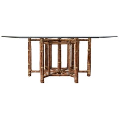McGuire Style Organic Modern Bamboo Hexagonal Dining Table