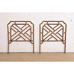 McGuire Style Organic Modern Bamboo Rattan Twin Headboards, Pair