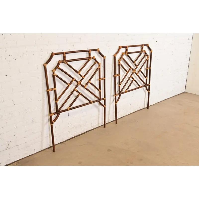 McGuire Style Organic Modern Bamboo Rattan Twin Headboards, Pair Bon état - En vente à South Bend, IN