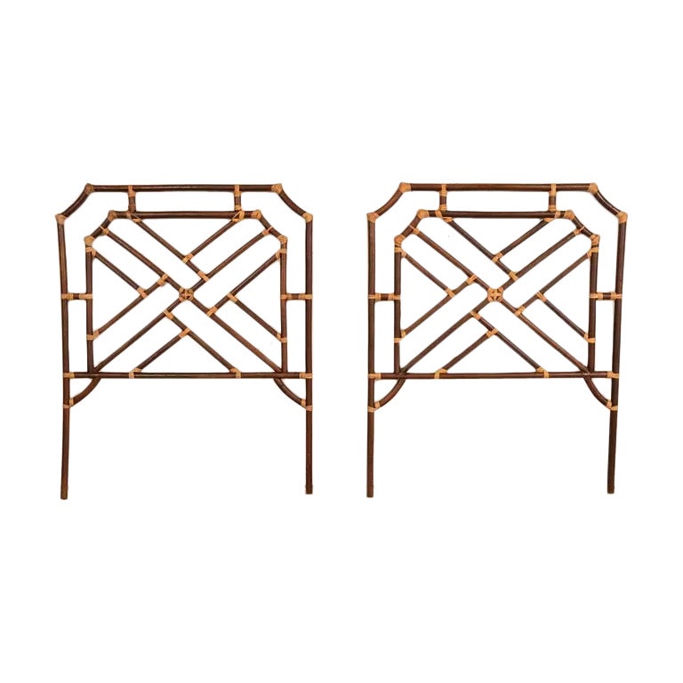 McGuire Style Organic Modern Bamboo Rattan Twin Headboards, Pair en vente