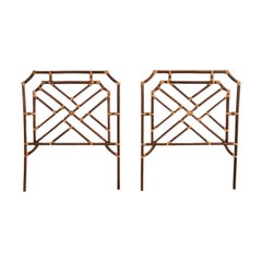 McGuire Style Organic Modern Bamboo Rattan Twin Headboards, Pair