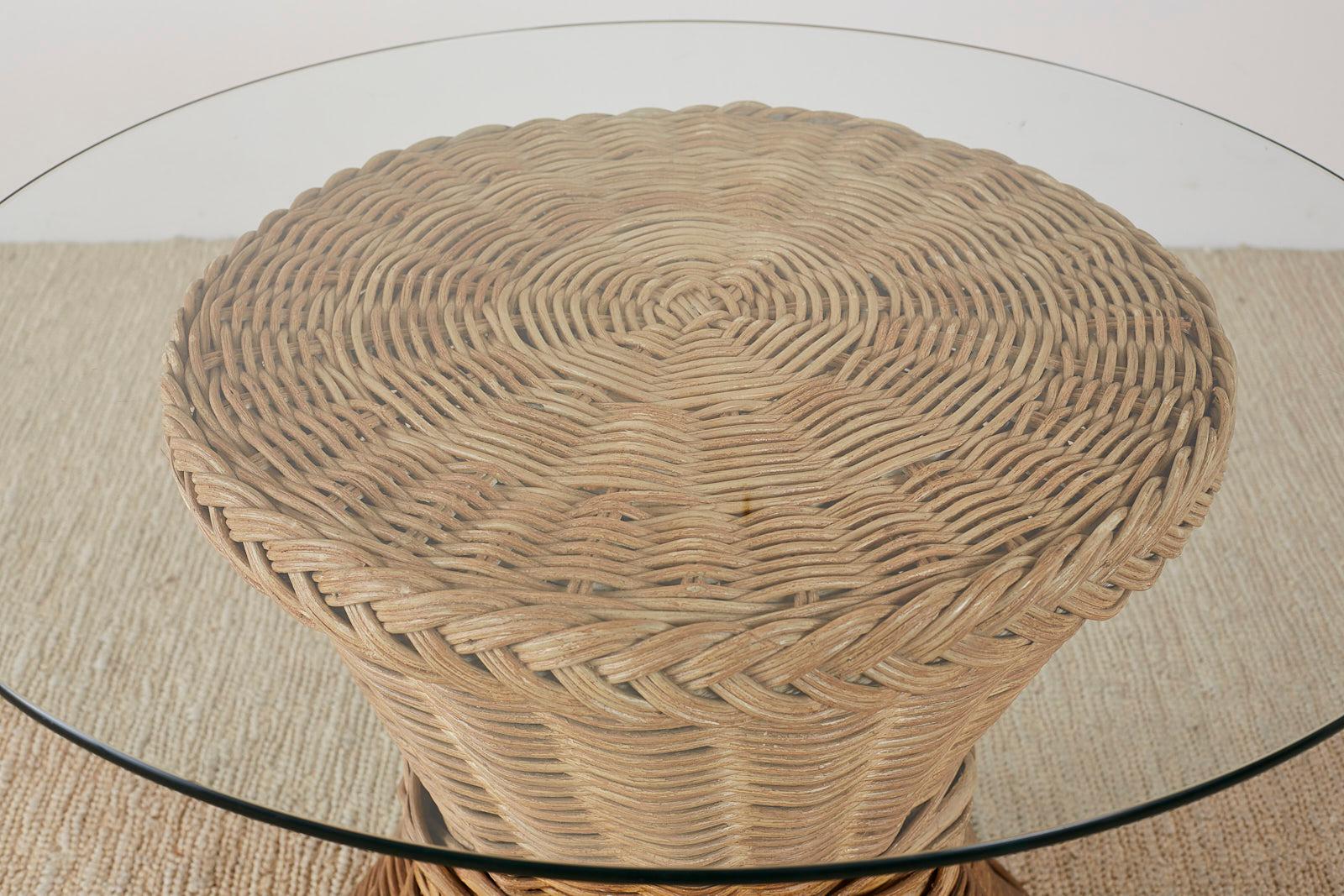 McGuire Style Organic Modern Rattan Breakfast Dining Table 3