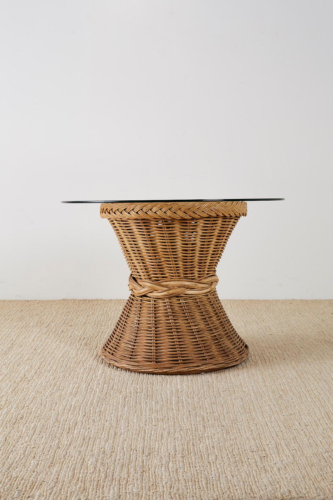 McGuire Style Organic Modern Rattan Breakfast Dining Table 7