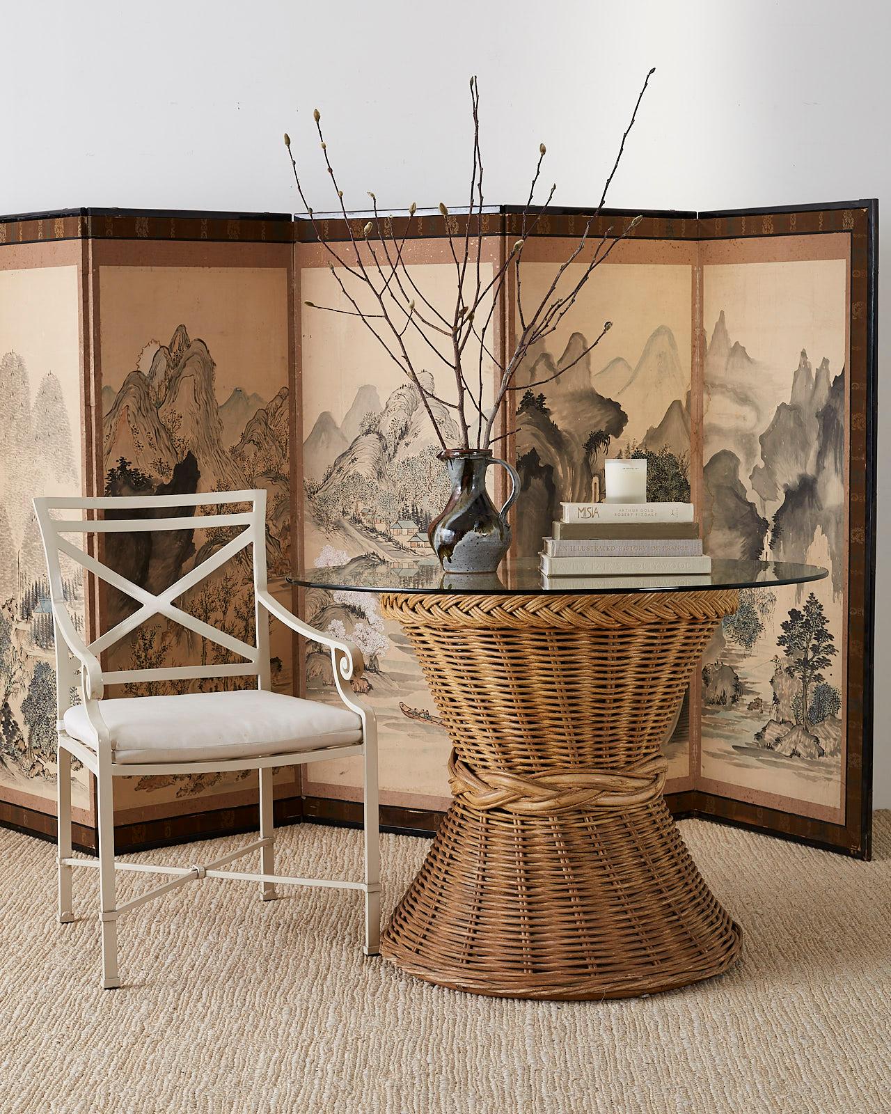 McGuire Style Organic Modern Rattan Breakfast Dining Table 9