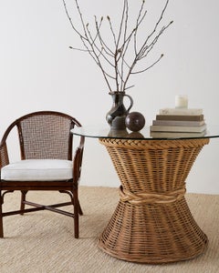 McGuire Style Organic Modern Rattan Breakfast Dining Table