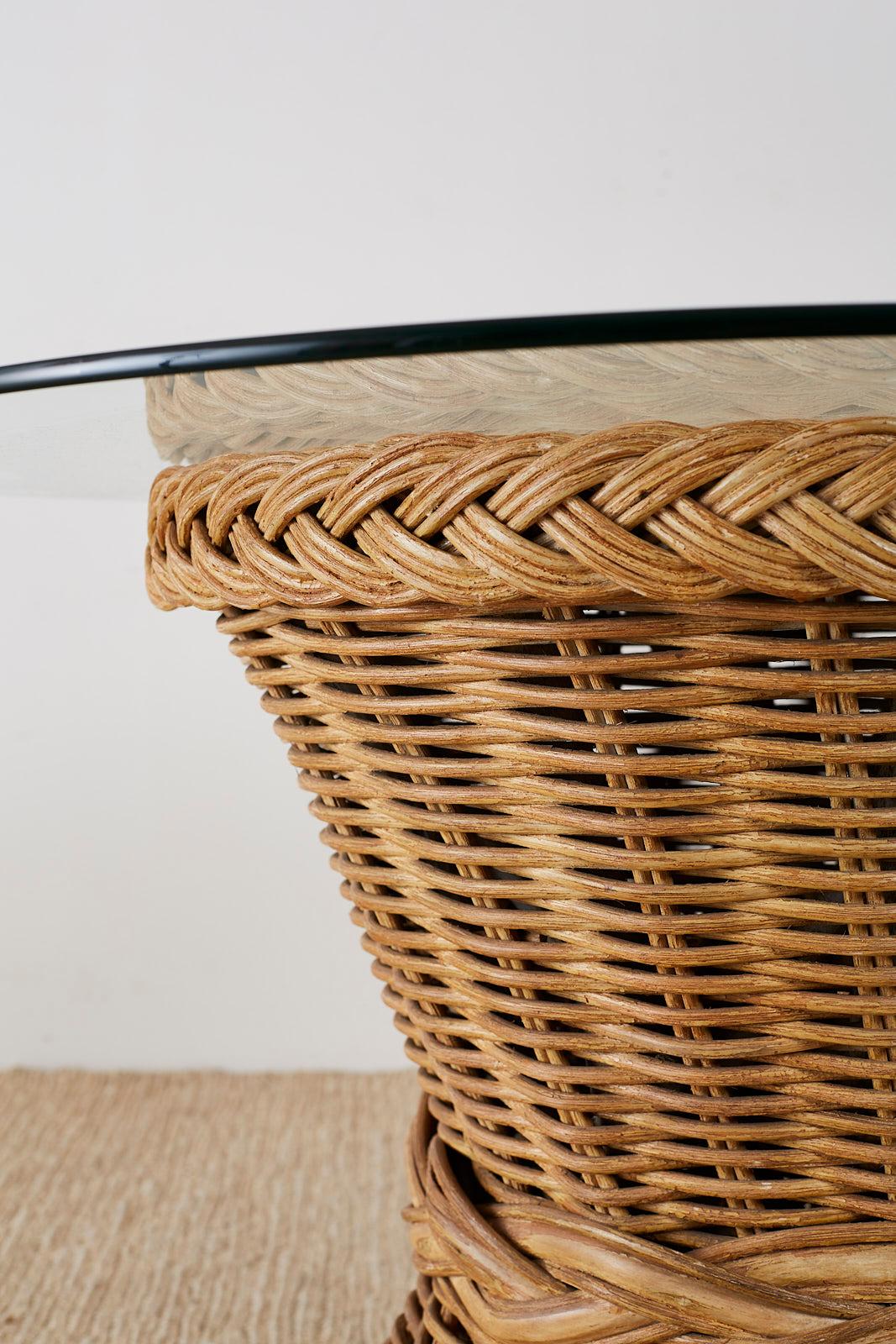 Hand-Crafted McGuire Style Organic Modern Rattan Breakfast Dining Table