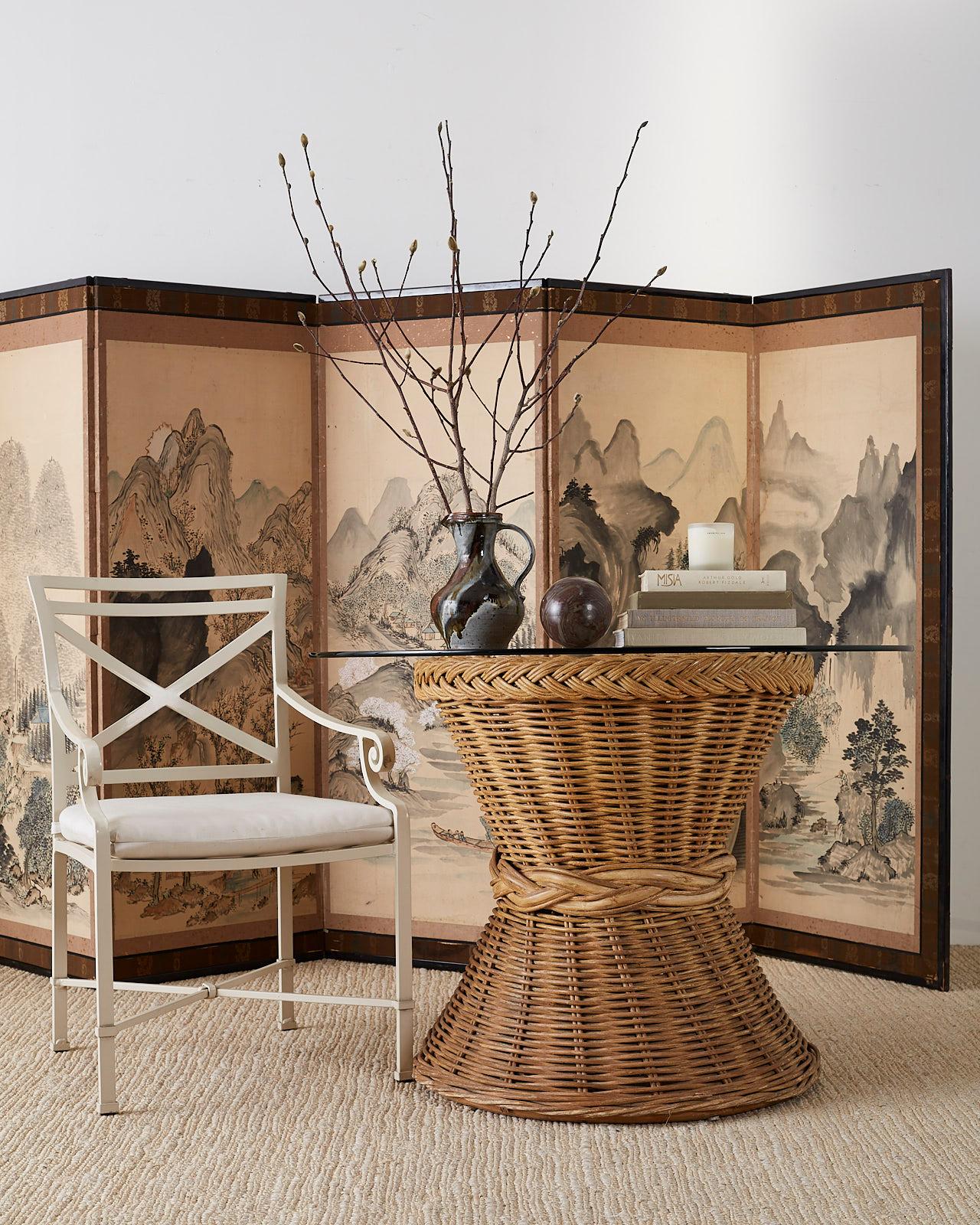 20th Century McGuire Style Organic Modern Rattan Breakfast Dining Table