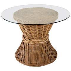 McGuire Style Organic Modern Rattan Breakfast Dining Table