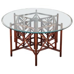 McGuire Style Organic Modern Round Rattan Dining Table