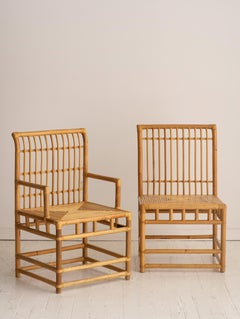 McGuire Style Rattan Dining Chairs, Set of 4
