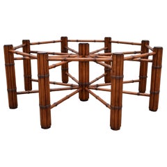 McGuire Style Round Faux Bamboo Wood Mid-Century Modern Dining Table American