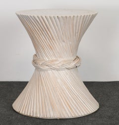 McGuire Style Wheat Sheaf Pedestal Bamboo Dining Table, 1980s