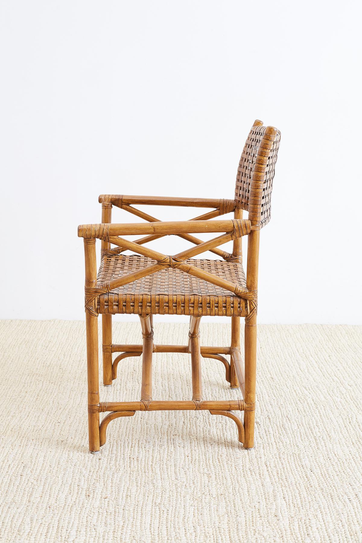 rattan and leather chair