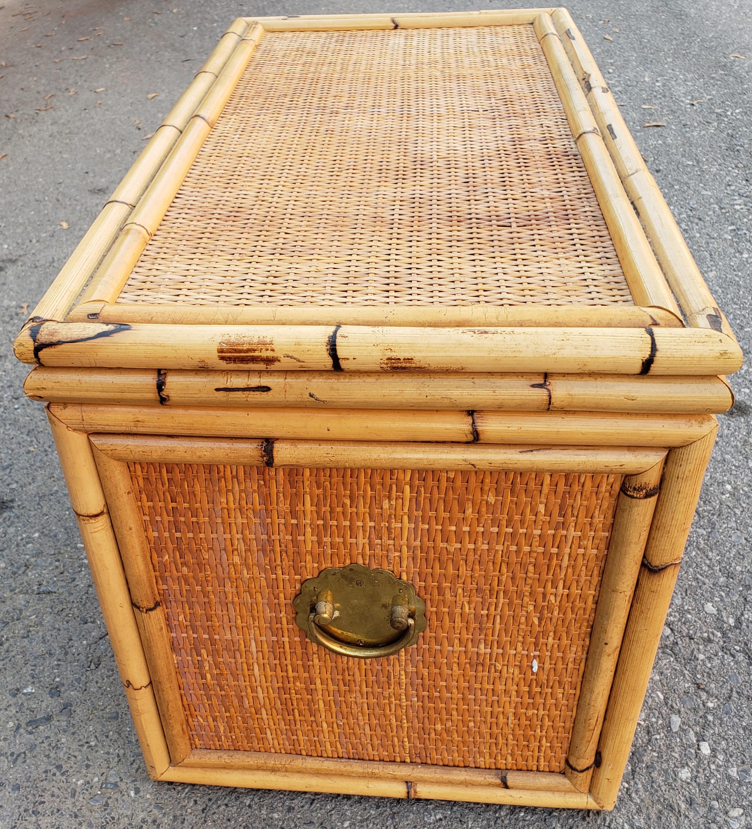 Anglo-Japanese McGuire Style Woven Rattan Bamboo Wicker Storage Trunk