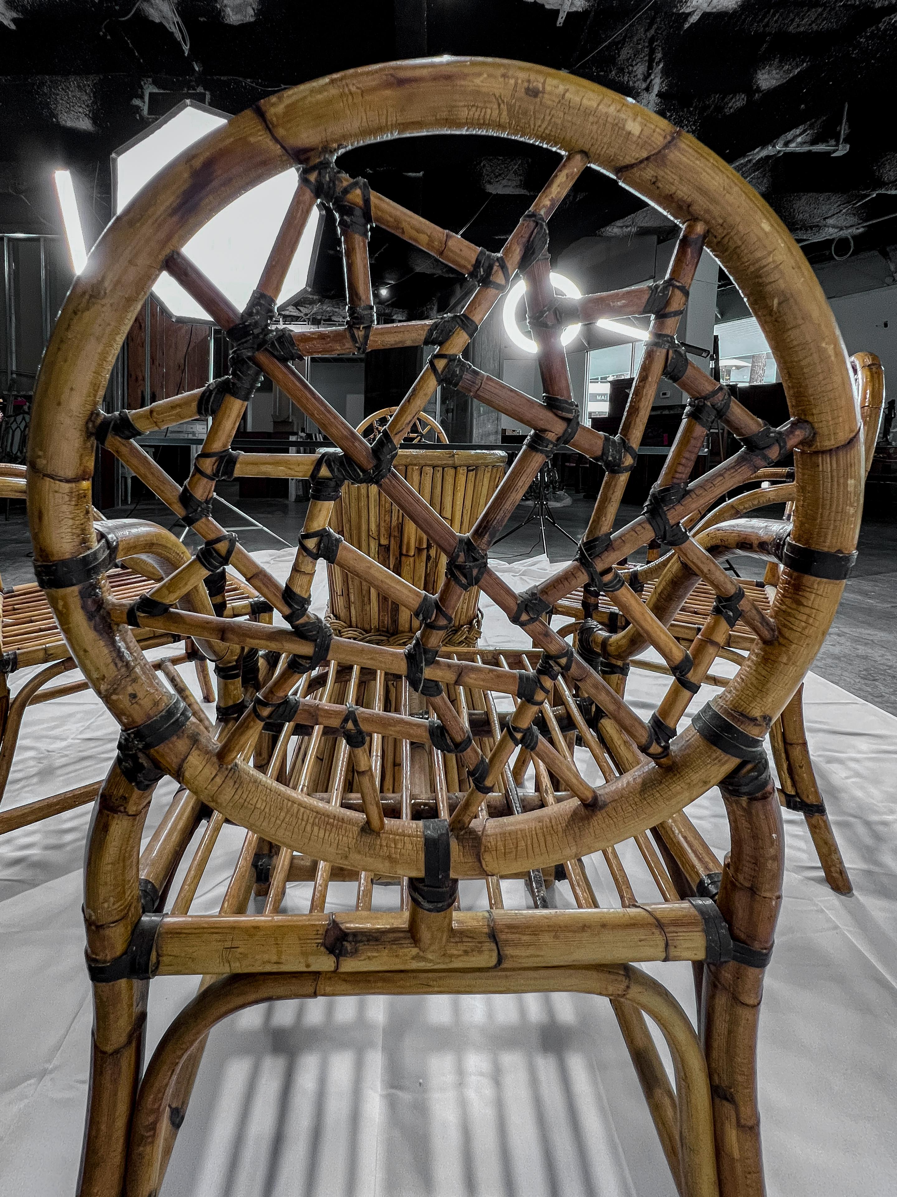 McGuire Table and Chair Set with Cracked Ice Pattern 7