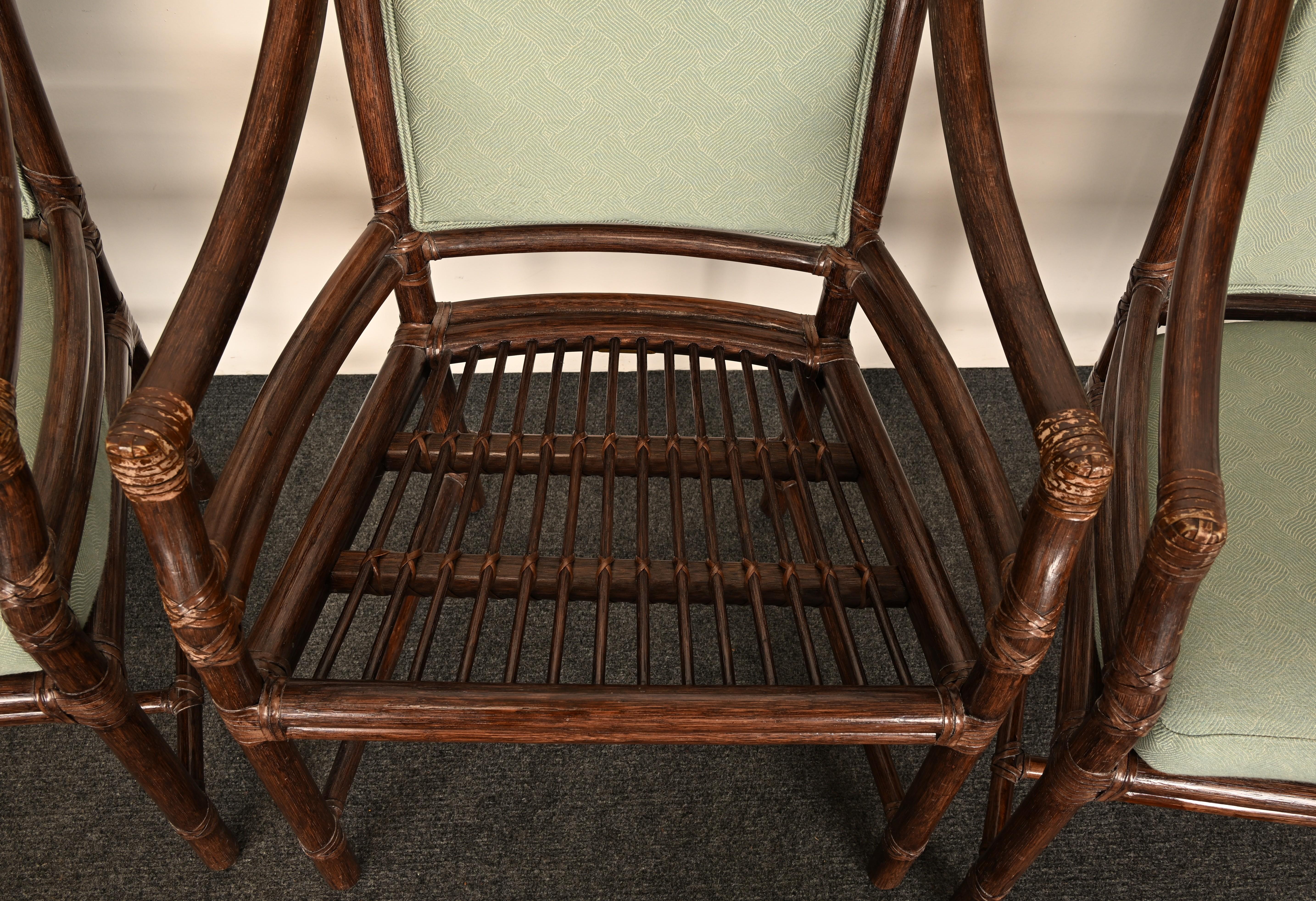 Set di sei sedie da pranzo a braccio in rattan McGuire 