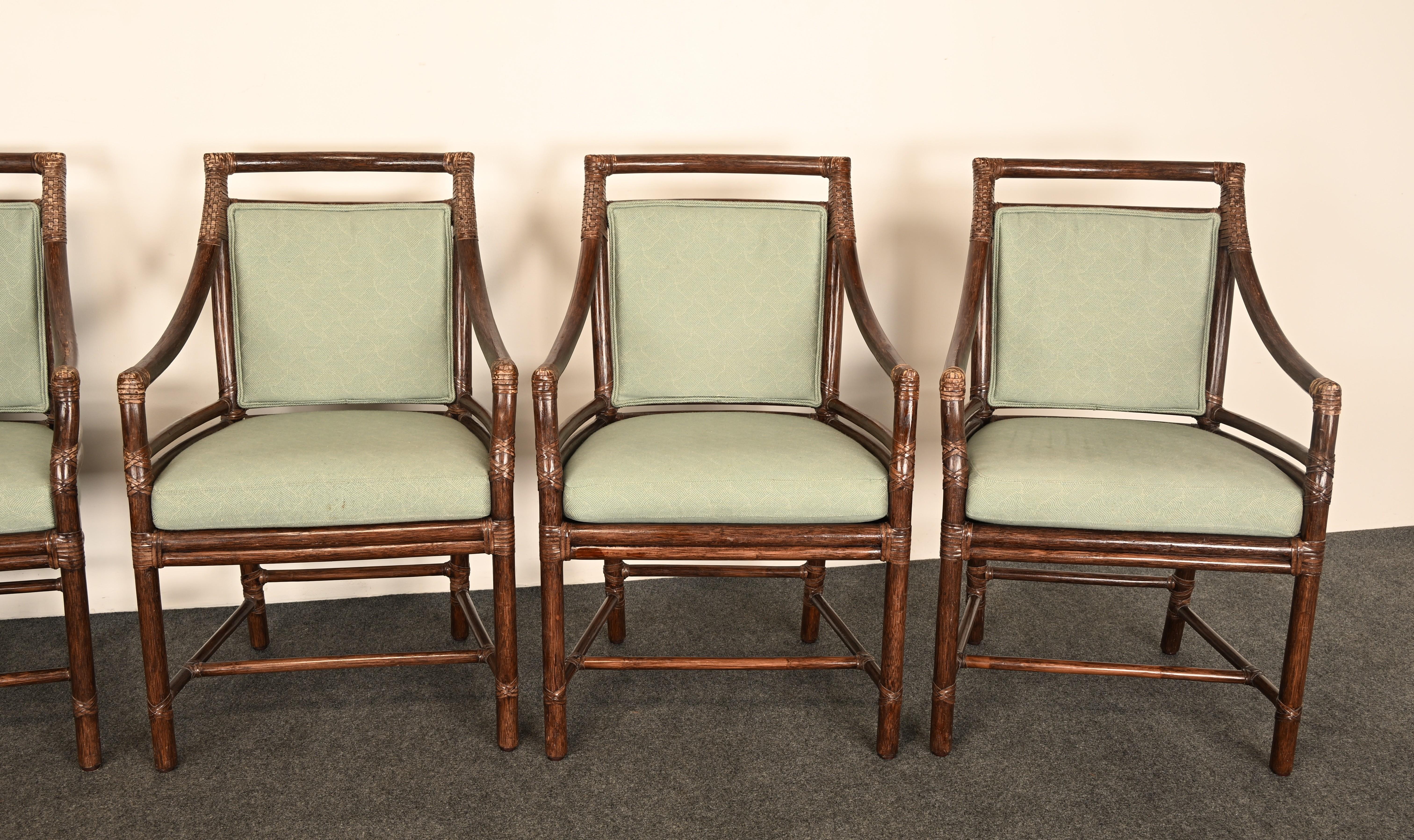 Set di sei sedie da pranzo a braccio in rattan McGuire 