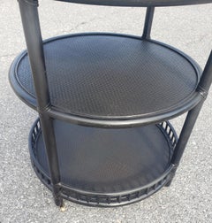 McGuire Carrello da bar a tre piani in rattan ebanizzato