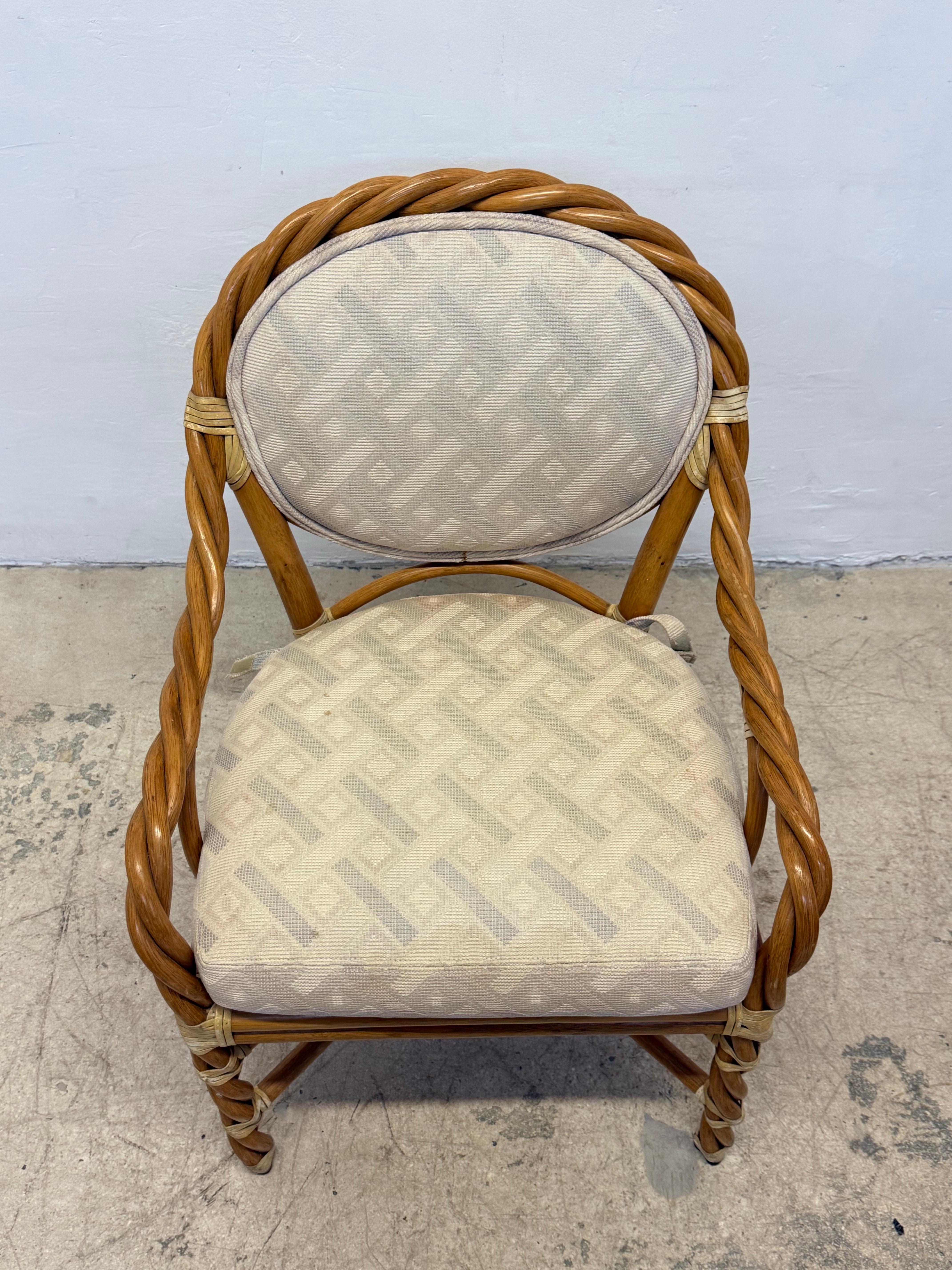 McGuire Twisted Rattan Occasional Chairs With Cushioned Seats - A Pair For Sale 3