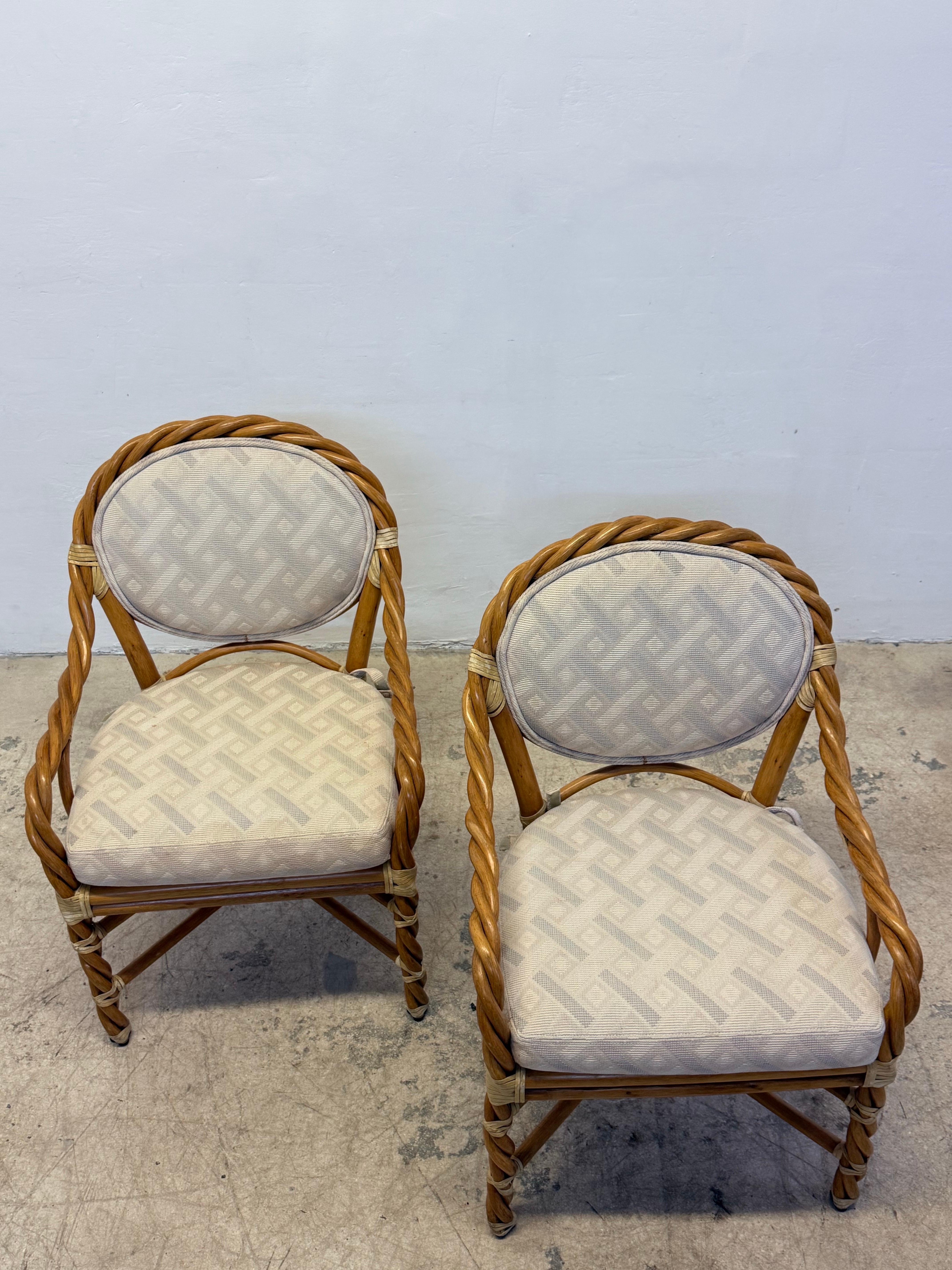 McGuire Twisted Rattan Occasional Chairs With Cushioned Seats - A Pair For Sale 4