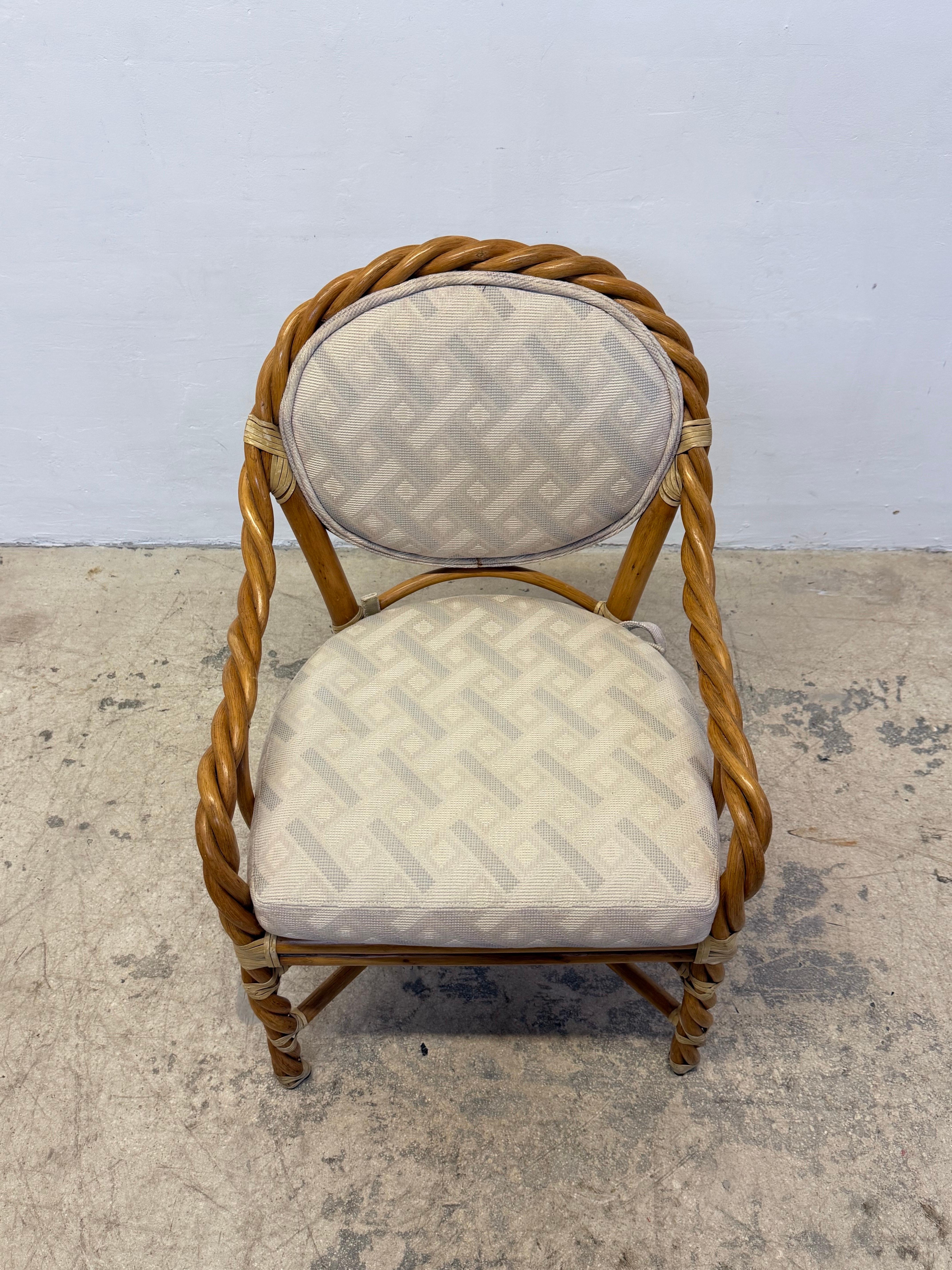 McGuire Twisted Rattan Occasional Chairs With Cushioned Seats - A Pair For Sale 2