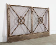 McGuire Two-Door Bronzed Iron Faux Bamboo Fireplace Screen