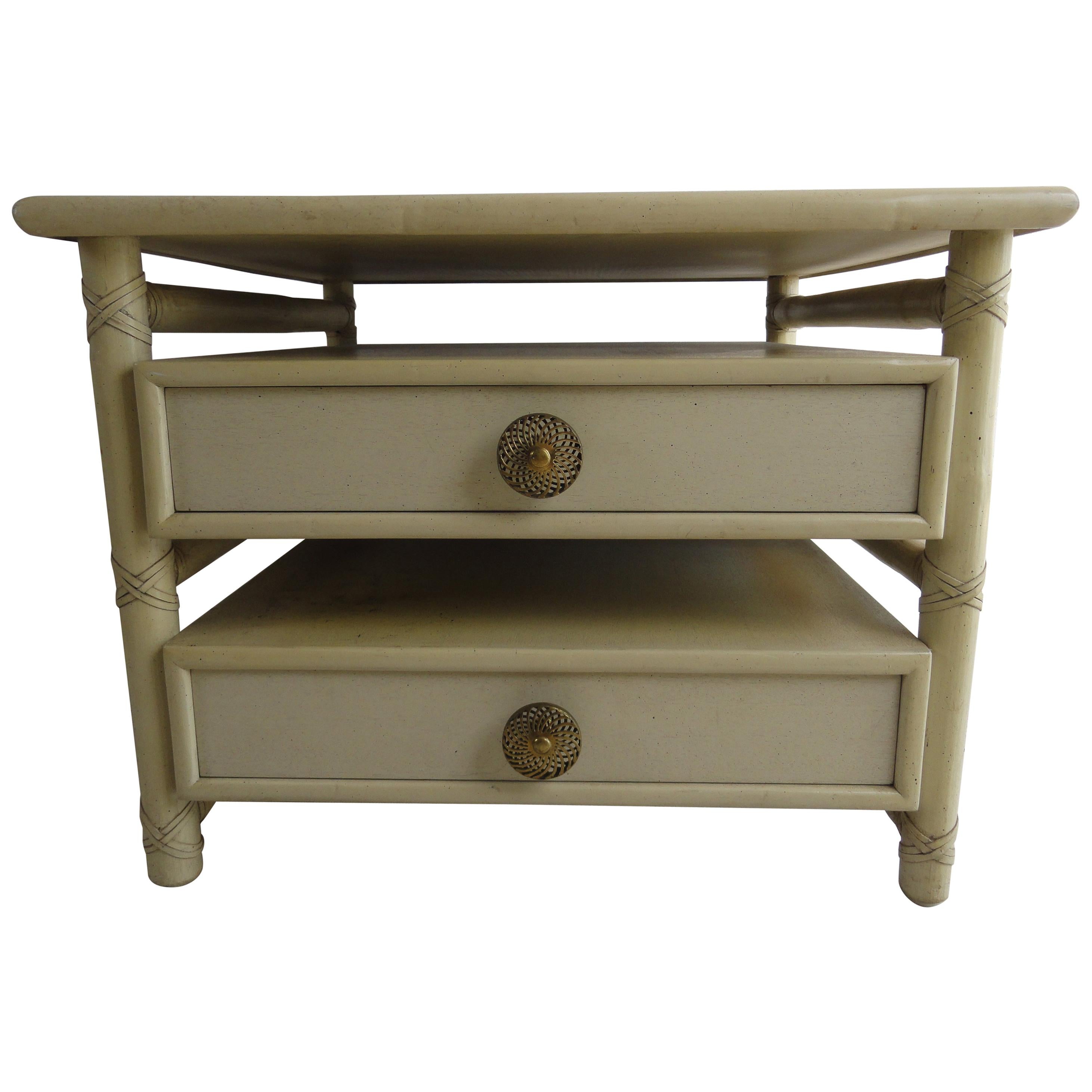McGuire Two-Drawer End or Bedside Table For Sale
