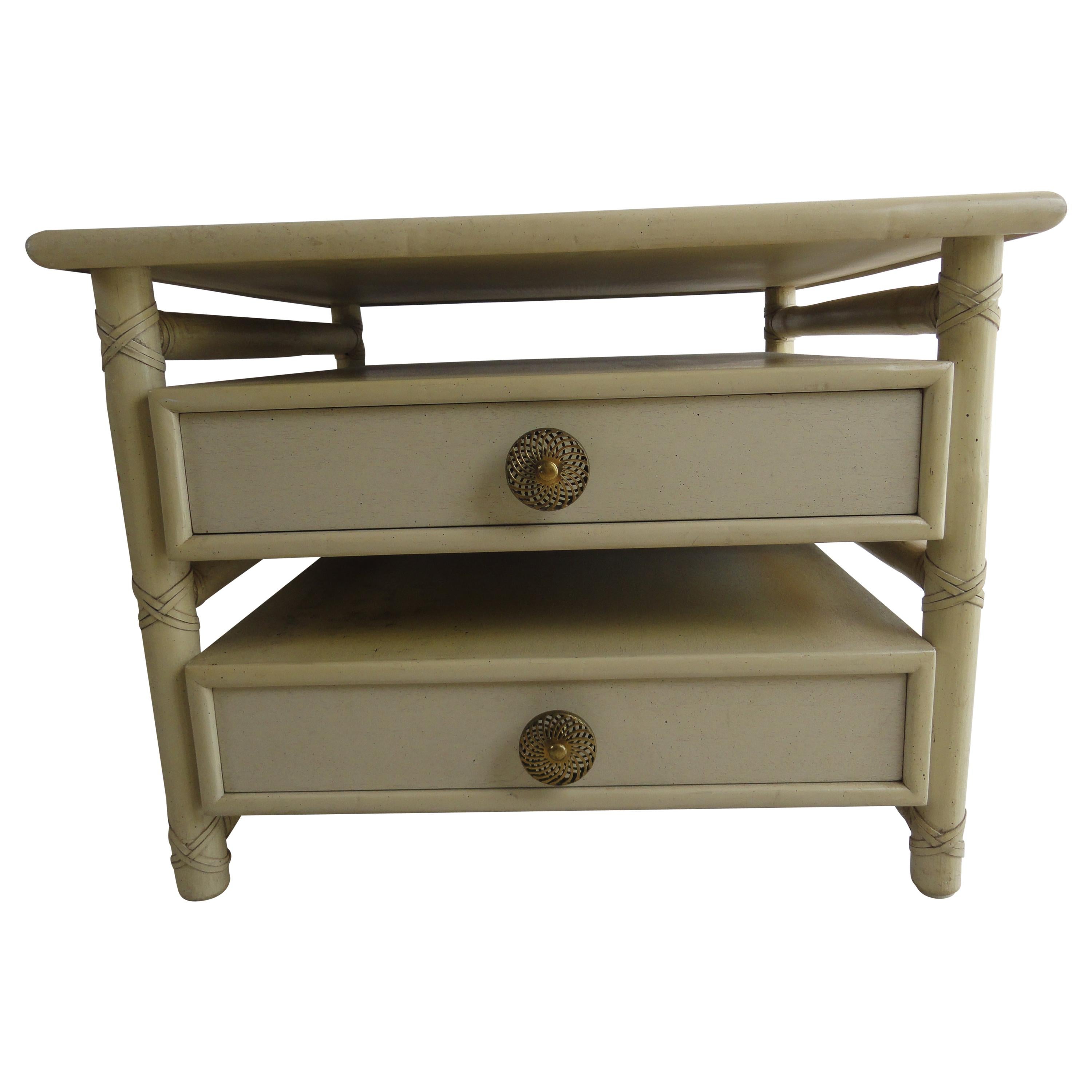 McGuire Two-Drawer End or Bedside Table For Sale