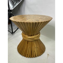 McGuire Vintage Rattan Wheat Sheaf Side Table